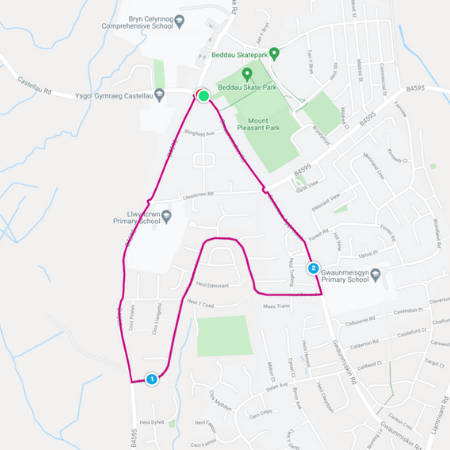 Heart running route - Beddau