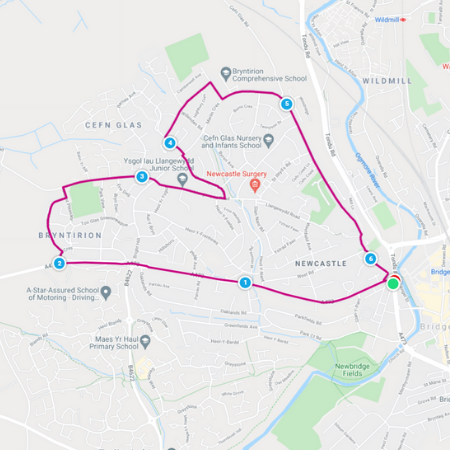 Heart running route - Bridgend