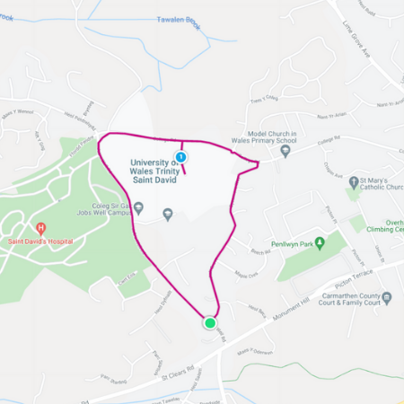 Heart running route - Carmarthen